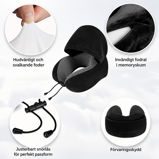 DreamCloud - Nackkudde med Huva – Premium Memory Foam för Resan