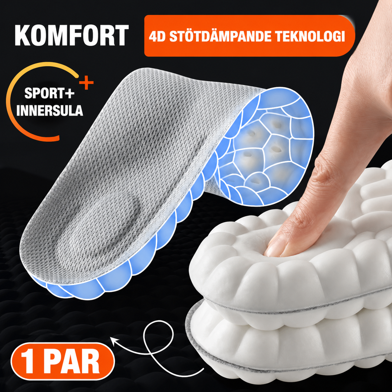 ClaudStep - 4D Sportinlägg – Stötdämpning för Aktiva Fötter