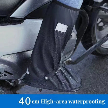 Unisex Reusable Anti-Slip Waterproof Rain Boot Shoe Cover High Tube Black Shoes Dust Protectors Cover Motorcycle Bike Rain Cover