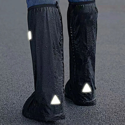 Unisex Reusable Anti-Slip Waterproof Rain Boot Shoe Cover High Tube Black Shoes Dust Protectors Cover Motorcycle Bike Rain Cover